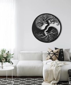Industrieller Lebensbaum-Wandschmuck aus Metall