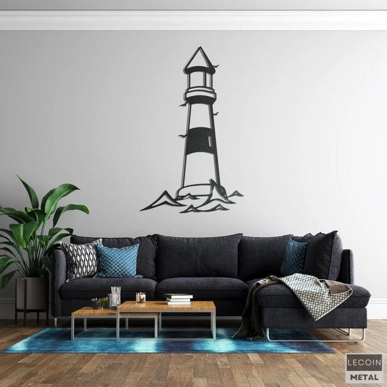Leuchtturm-Wandkunst-aus-Metall Leuchtturm-Wandkunst aus Metall