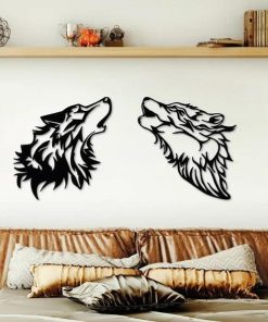 Metall-Wolfskopf-Wandkunst