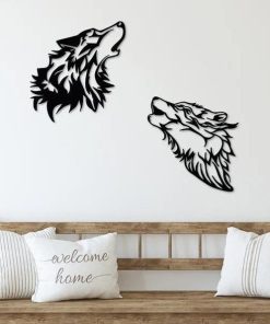 Metall-Wolfskopf-Wandkunst
