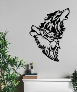 Metall-Wolfskopf-Wandkunst