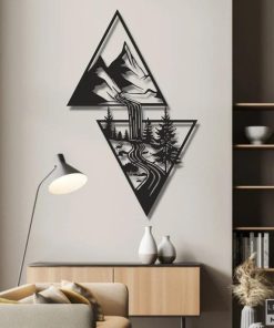Moderne Bergwandkunst aus Metall