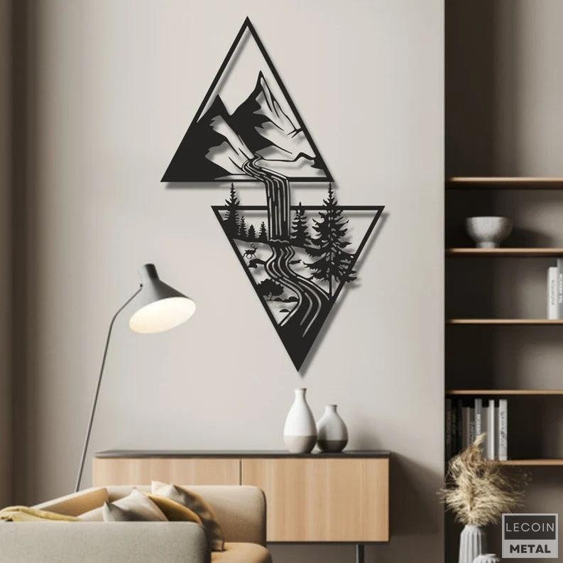 Moderne-Bergwandkunst-aus-Metall Moderne Bergwandkunst aus Metall