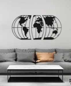 Moderne Weltkarten-Wandkunst aus Metall