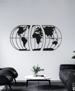 Moderne Weltkarten-Wandkunst aus Metall