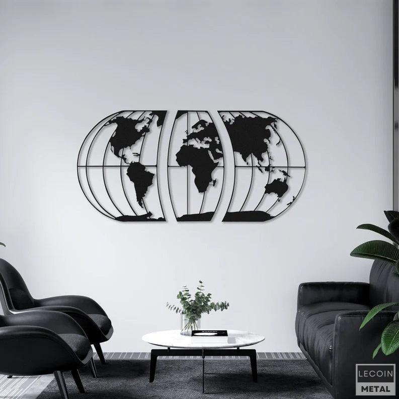 Moderne-Weltkarten-Wandkunst-aus-Metall Moderne Weltkarten-Wandkunst aus Metall