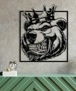 Wandkunst aus Metall mit Bärenkopf