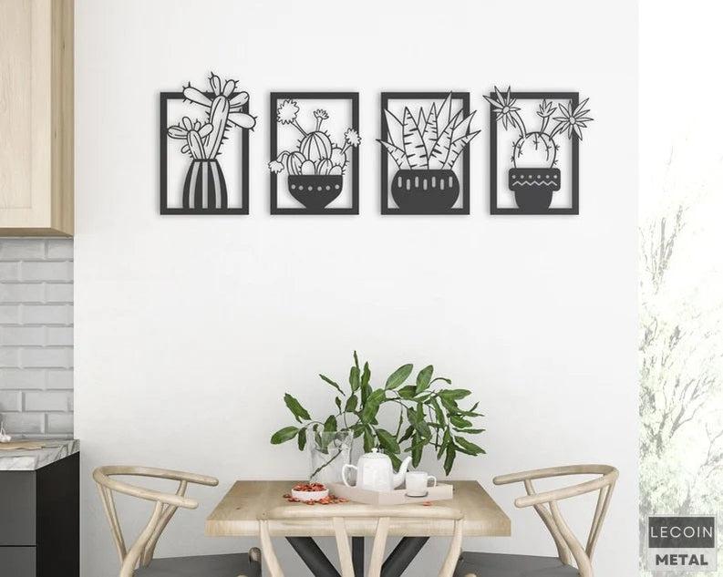 Wandkunst-aus-Metall-mit-Kaktus-Design Wandkunst aus Metall mit Kaktus-Design