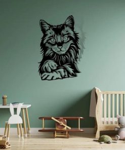 Wandkunst aus Metall mit Katzenkopf