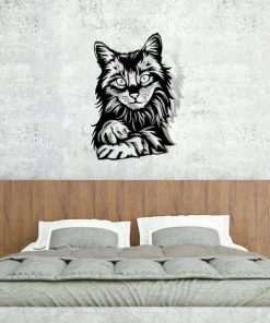 Wandkunst aus Metall mit Katzenkopf