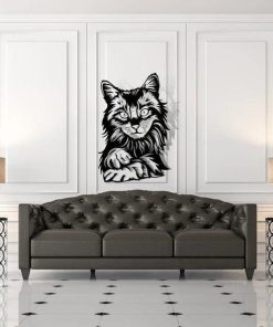 Wandkunst aus Metall mit Katzenkopf
