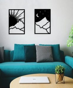 Wandkunst aus Metall mit Sonne und Mond