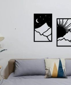 Wandkunst aus Metall mit Sonne und Mond