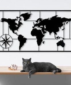 Wandkunst aus Metall mit Weltkartendesign