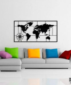 Wandkunst aus Metall mit Weltkartendesign