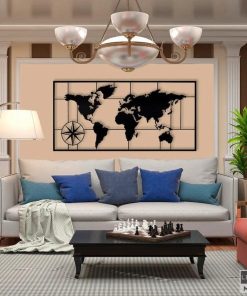 Wandkunst aus Metall mit Weltkartendesign